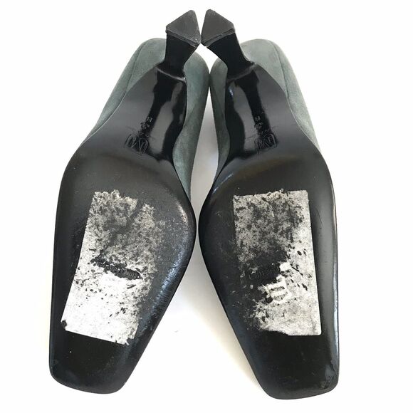 Bruno Magli Women’s Square Toes Suede Pumps Heels Dark Olive Green - Picture 11 of 12